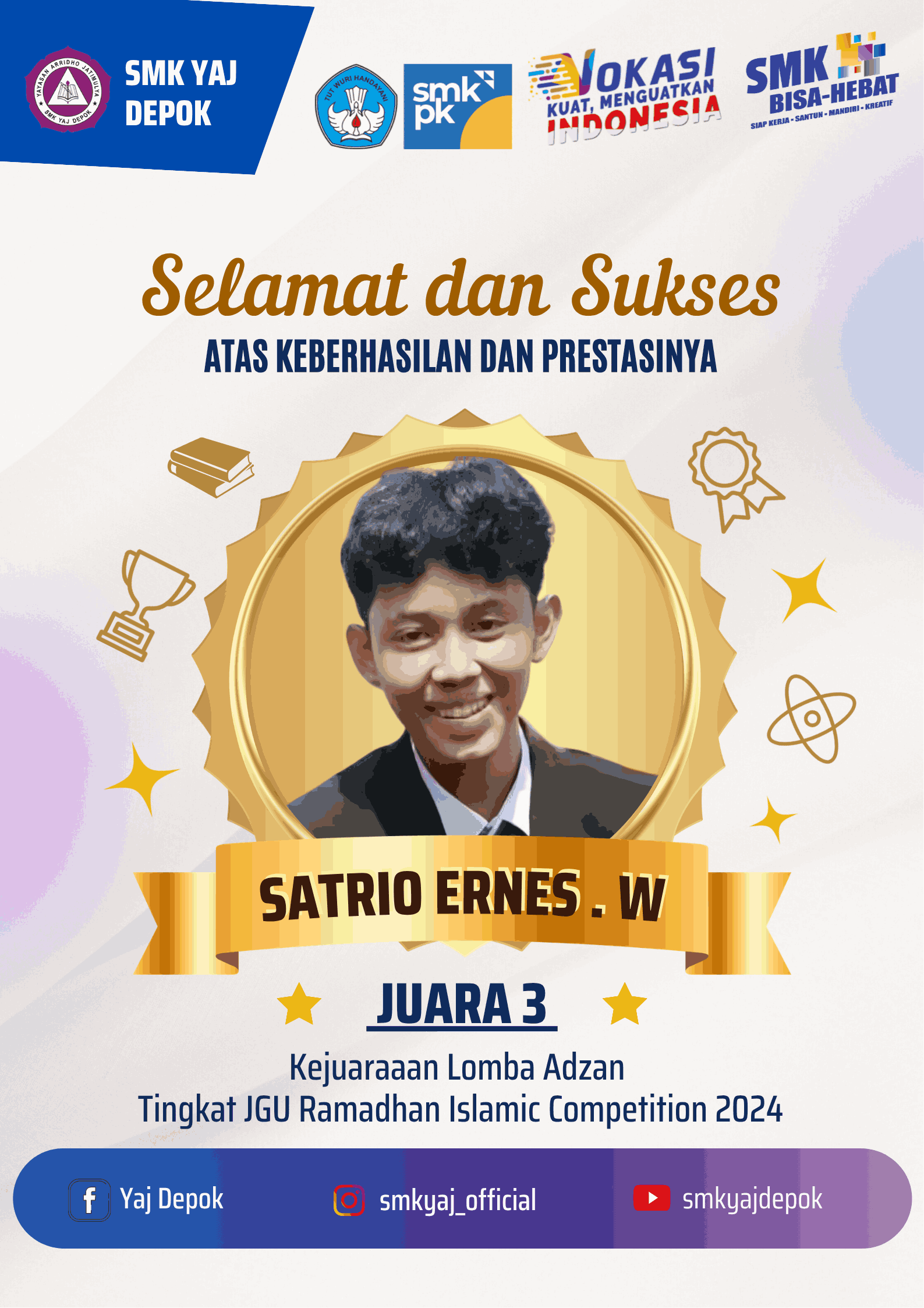 Juara 3 Lomba Adzan JGU Ramadhan Islamic Competition 2024
