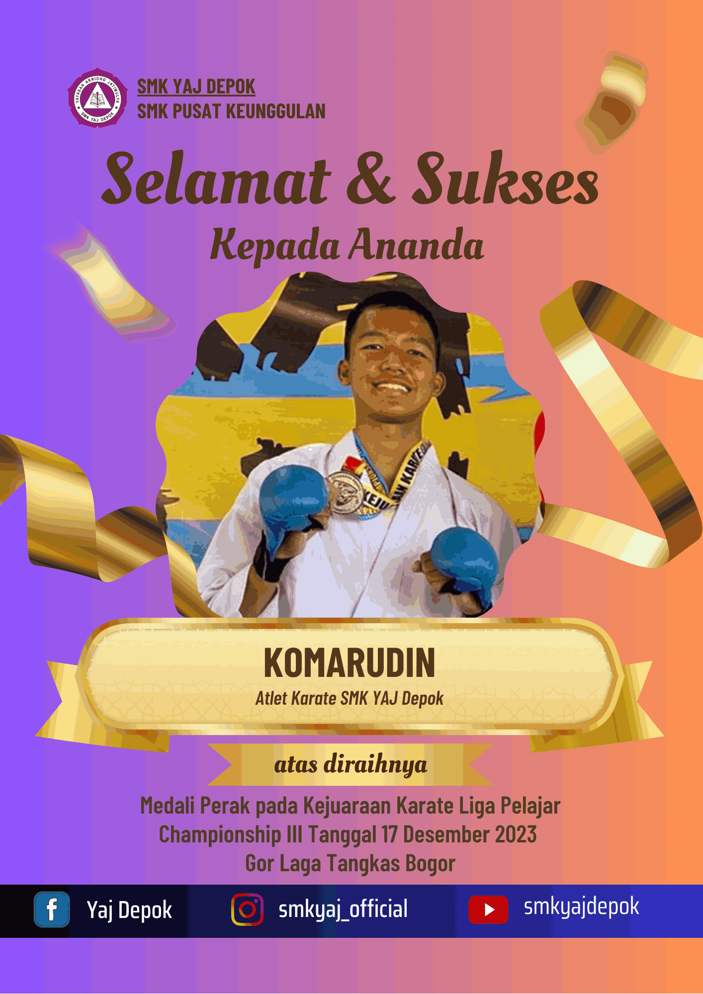 Medali Perak pada Kejuaraan Karate Liga Pelajar Championship III