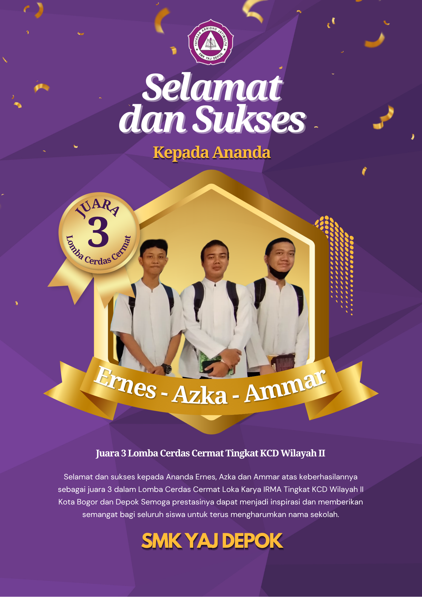 Juara 3 Lomba Cerdas Cermat Tingkat KCD Wilayah II